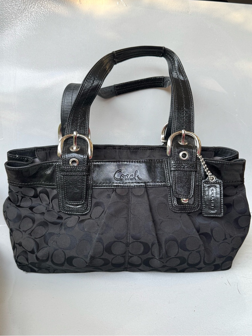 Coach Black Signature Satchel Tote